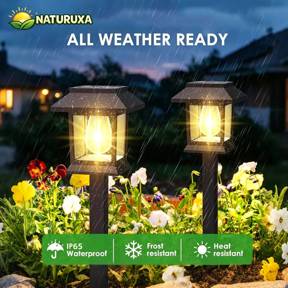 Naturuxa 6/12-Pack Solar Outdoor Lights, Waterproof Landscape Lighting for Path Walkway, Lawn Garden outside Décor