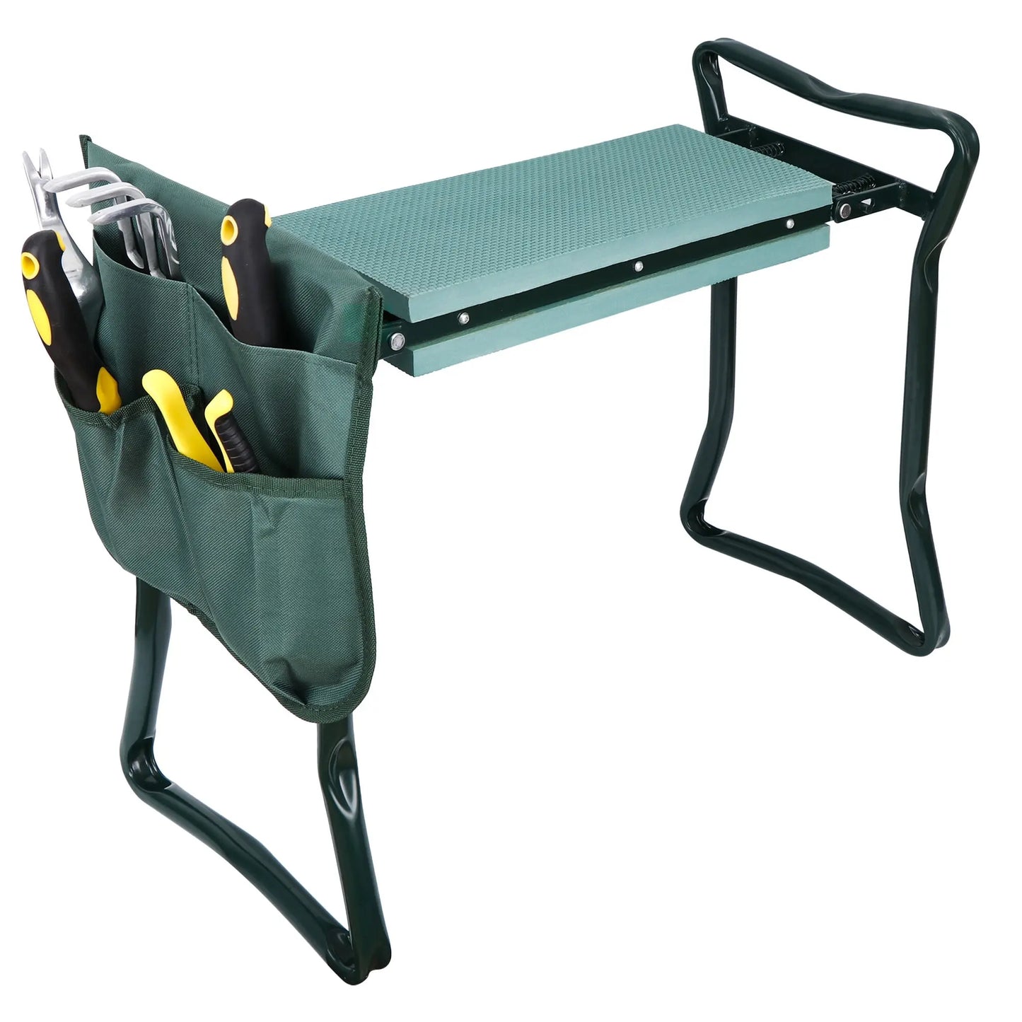 ZENY Folding Garden Kneeler Seat (6"/8" in Width) - Steel & EVA Frame Accessory with Soft Foam Knee Support, Detachable Tool Bag, Side Rails, Portable Design, 250Lb Capacity, Garden Gloves for Weeding & Planting
