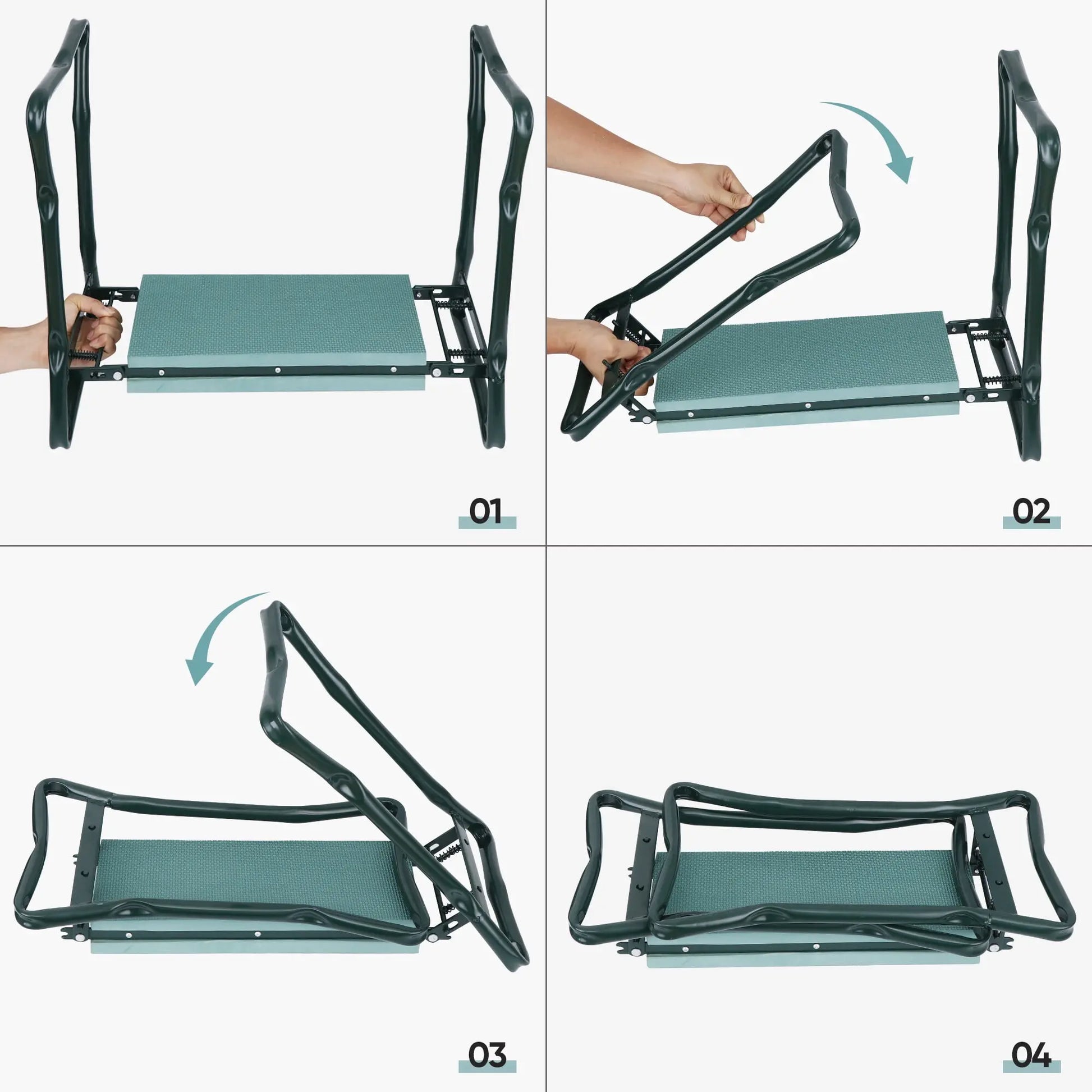 ZENY Folding Garden Kneeler Seat (6"/8" in Width) - Steel & EVA Frame Accessory with Soft Foam Knee Support, Detachable Tool Bag, Side Rails, Portable Design, 250Lb Capacity, Garden Gloves for Weeding & Planting