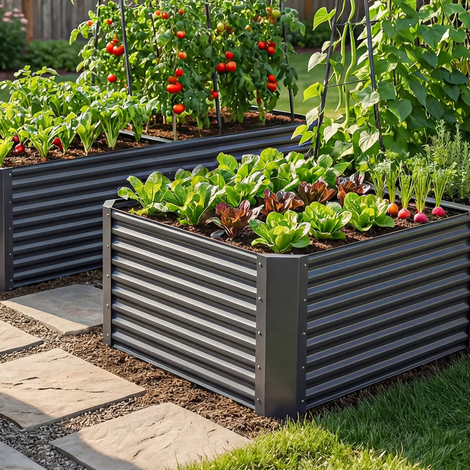 YITAHOME 1/2 Pcs Raised Garden Bed Kit, with Gloves & Tension Bar, Outdoor Patio Planter Box for Plants Vegetables Flowers