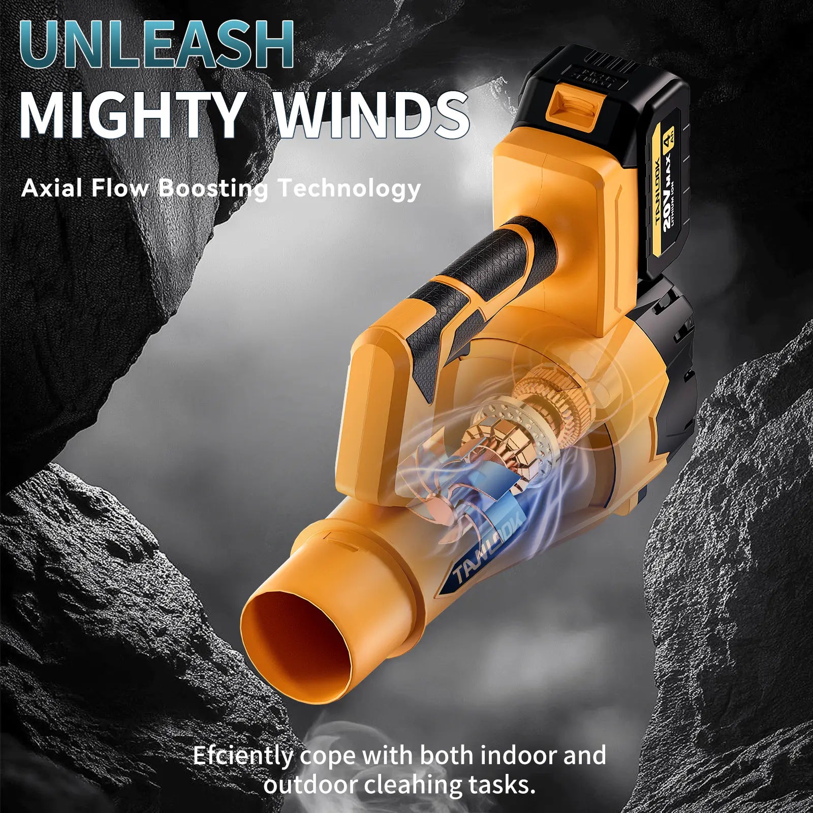 Tanlook High-Power Handheld Cordless Leaf-Snow Blower, 4Ah Batteries Included, Cordless Dust Blower for Outdoor Cleaning & Garden Care, Ideal Autumn Winter Tool, Handheld Leaf Blower, Lightweight Leaf Blowers