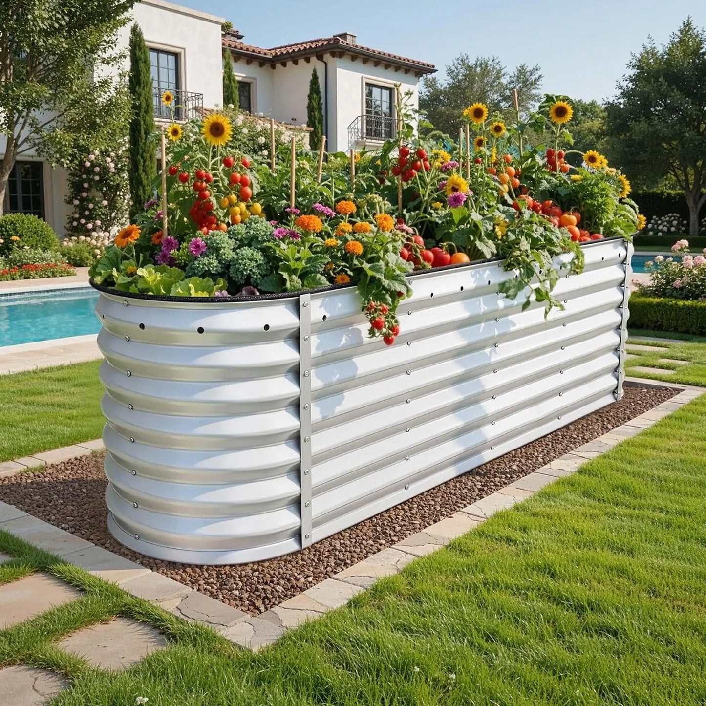 YITAHOME 1/2 Pcs Raised Garden Bed Kit, with Gloves & Tension Bar, Outdoor Patio Planter Box for Plants Vegetables Flowers