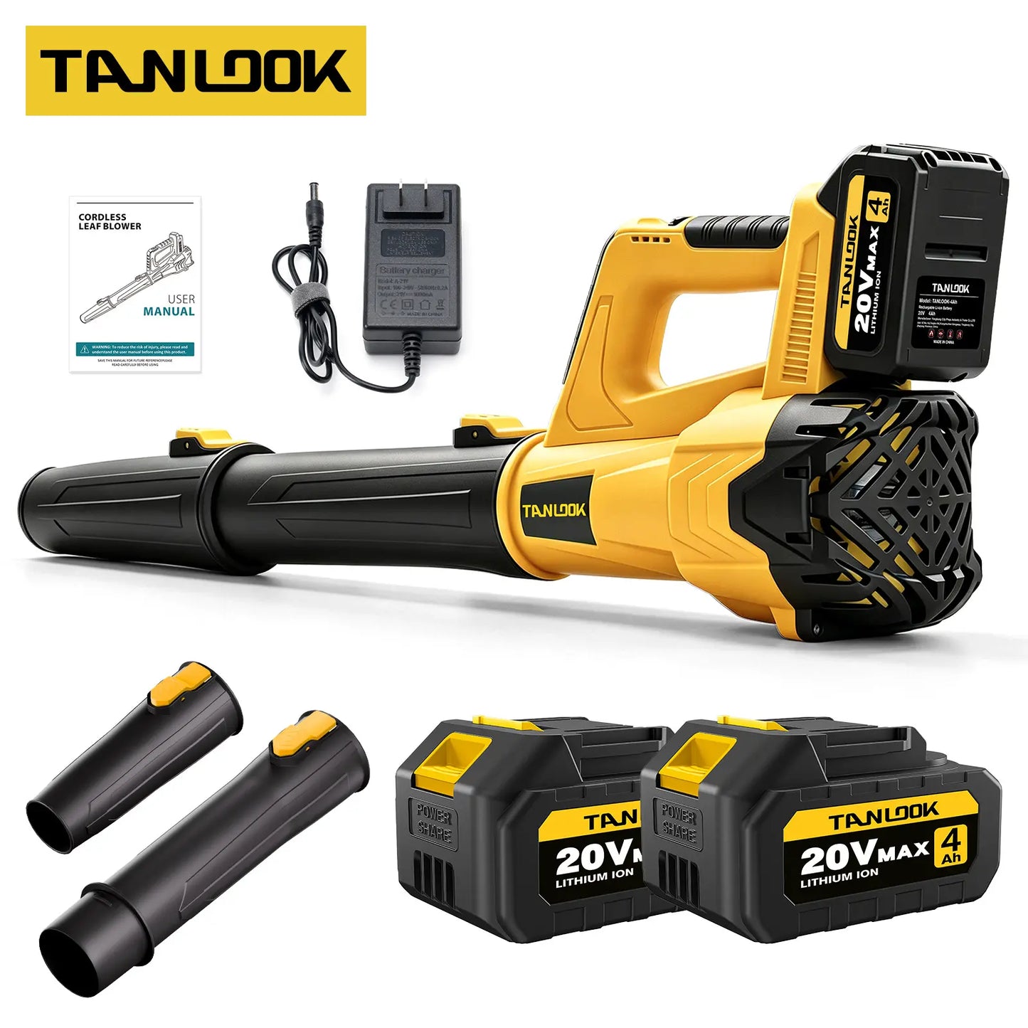 Tanlook High-Power Handheld Cordless Leaf-Snow Blower, 4Ah Batteries Included, Cordless Dust Blower for Outdoor Cleaning & Garden Care, Ideal Autumn Winter Tool, Handheld Leaf Blower, Lightweight Leaf Blowers
