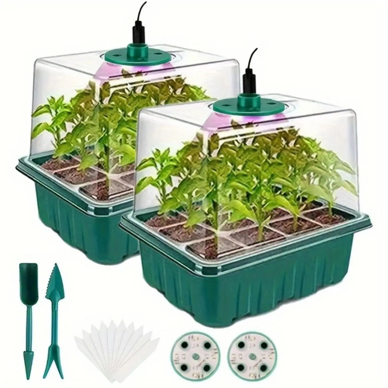 Plant Germination Tray with USB Powered Grow Light, Reusable Seed Germination Tool Set, Adjustable Humidity Seed Starter Tray, Growing Kit for Home Garden, Indoor Gardening System, Gardening Supplies