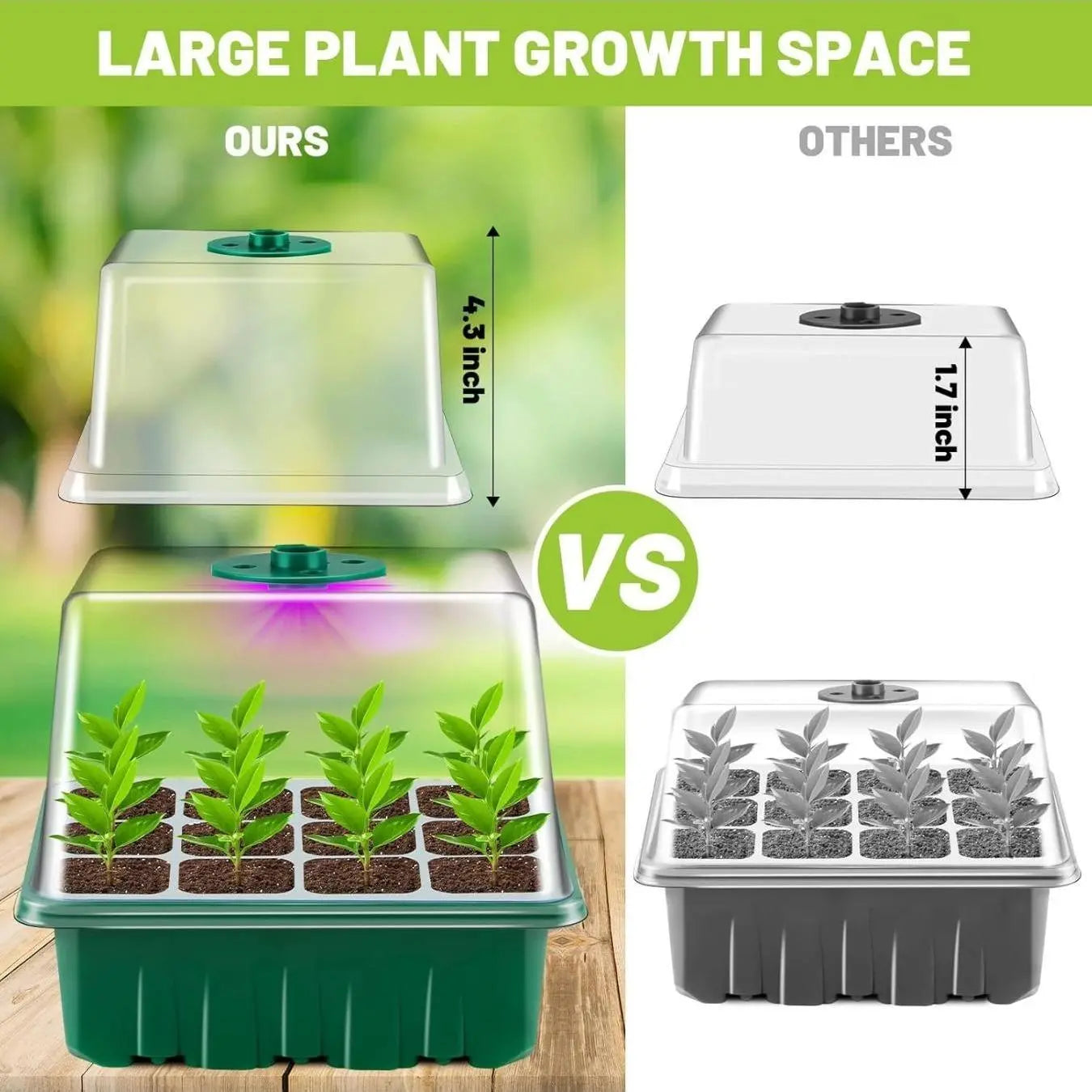 Plant Germination Tray with USB Powered Grow Light, Reusable Seed Germination Tool Set, Adjustable Humidity Seed Starter Tray, Growing Kit for Home Garden, Indoor Gardening System, Gardening Supplies