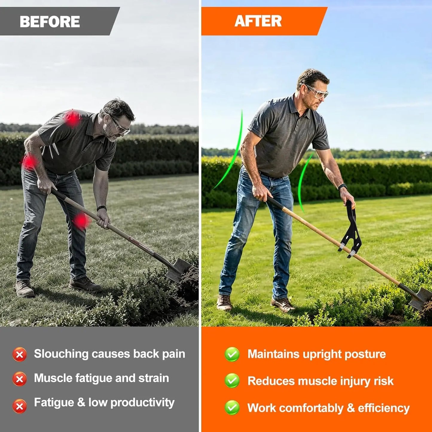 Shovel Handle , Adjustable Weed Trimmer Handle Extension, Saver Attachment Fit for Shovels Rakes String Trimmers Snow Shovels Gardening Tools