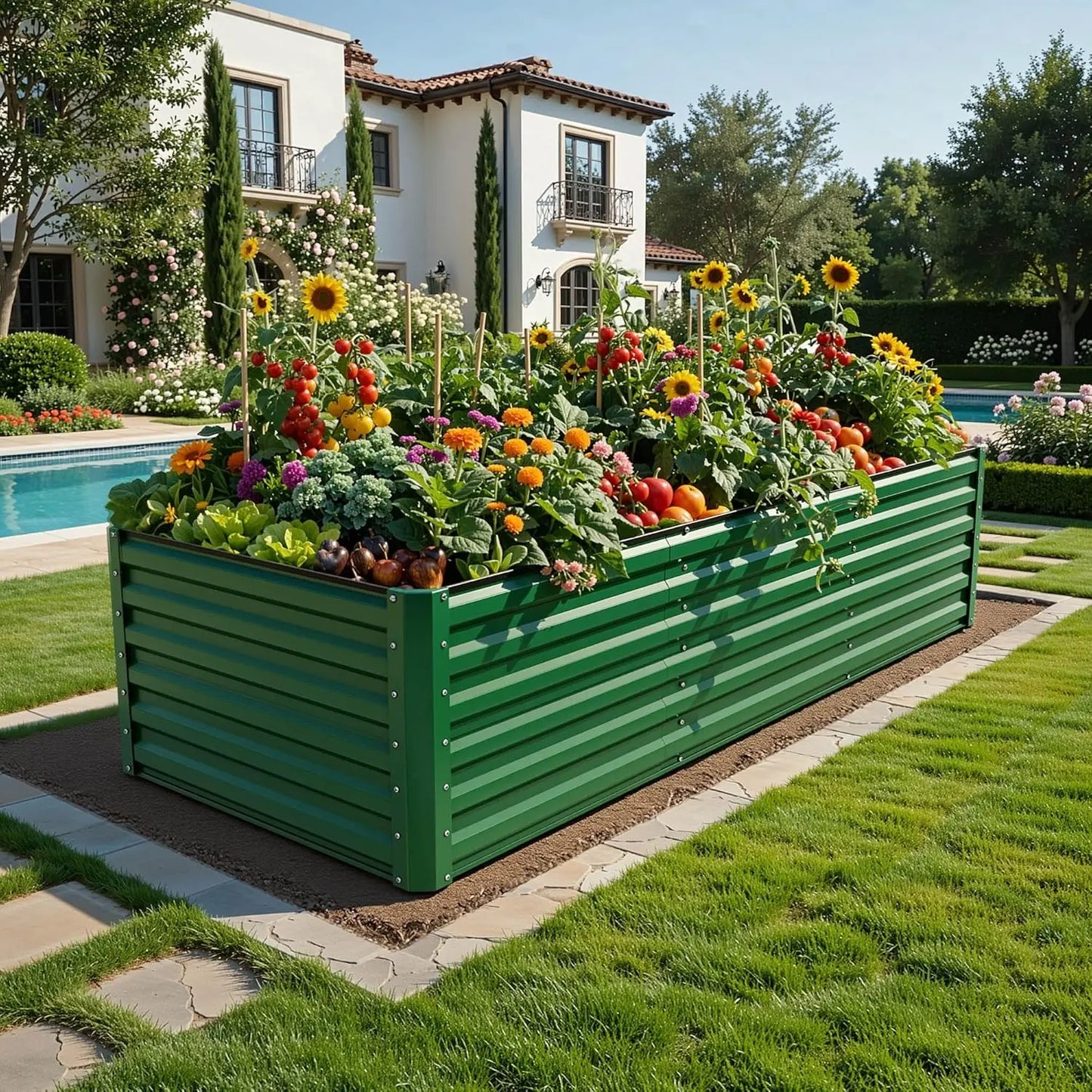 YITAHOME 1/2 Pcs Raised Garden Bed Kit, with Gloves & Tension Bar, Outdoor Patio Planter Box for Plants Vegetables Flowers