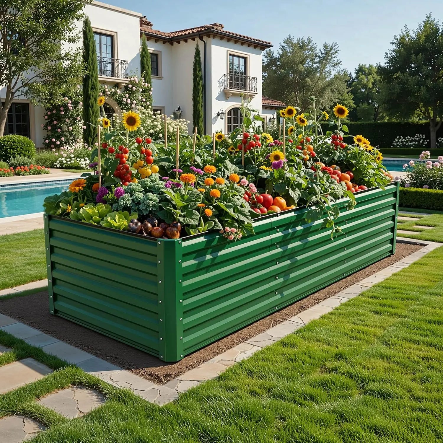YITAHOME 1/2 Pcs Raised Garden Bed Kit, with Gloves & Tension Bar, Outdoor Patio Planter Box for Plants Vegetables Flowers