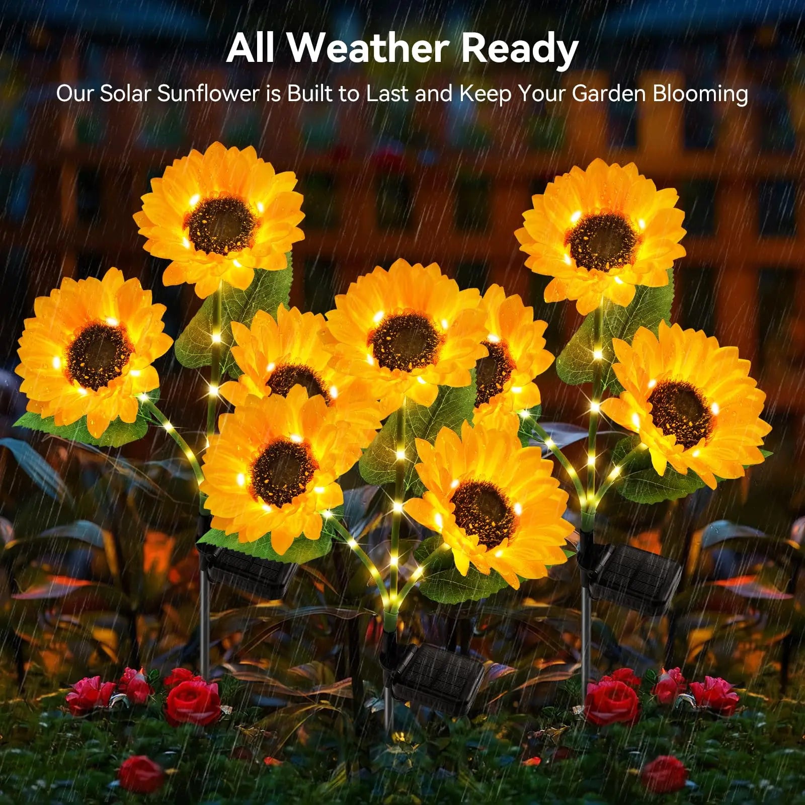Solar Lights Outdoor Garden Decor - Upgraded 2 Pack with 6 Sunflower Lights, Waterproof Solar Outdoor Lights Auto On/Off Solar Decorative Lights for Garden, Patio, Backyard