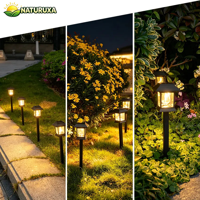 Naturuxa 6/12-Pack Solar Outdoor Lights, Waterproof Landscape Lighting for Path Walkway, Lawn Garden outside Décor