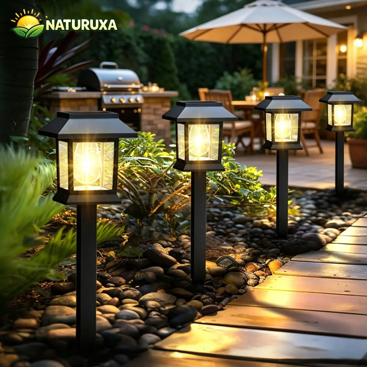 Naturuxa 6/12-Pack Solar Outdoor Lights, Waterproof Landscape Lighting for Path Walkway, Lawn Garden outside Décor