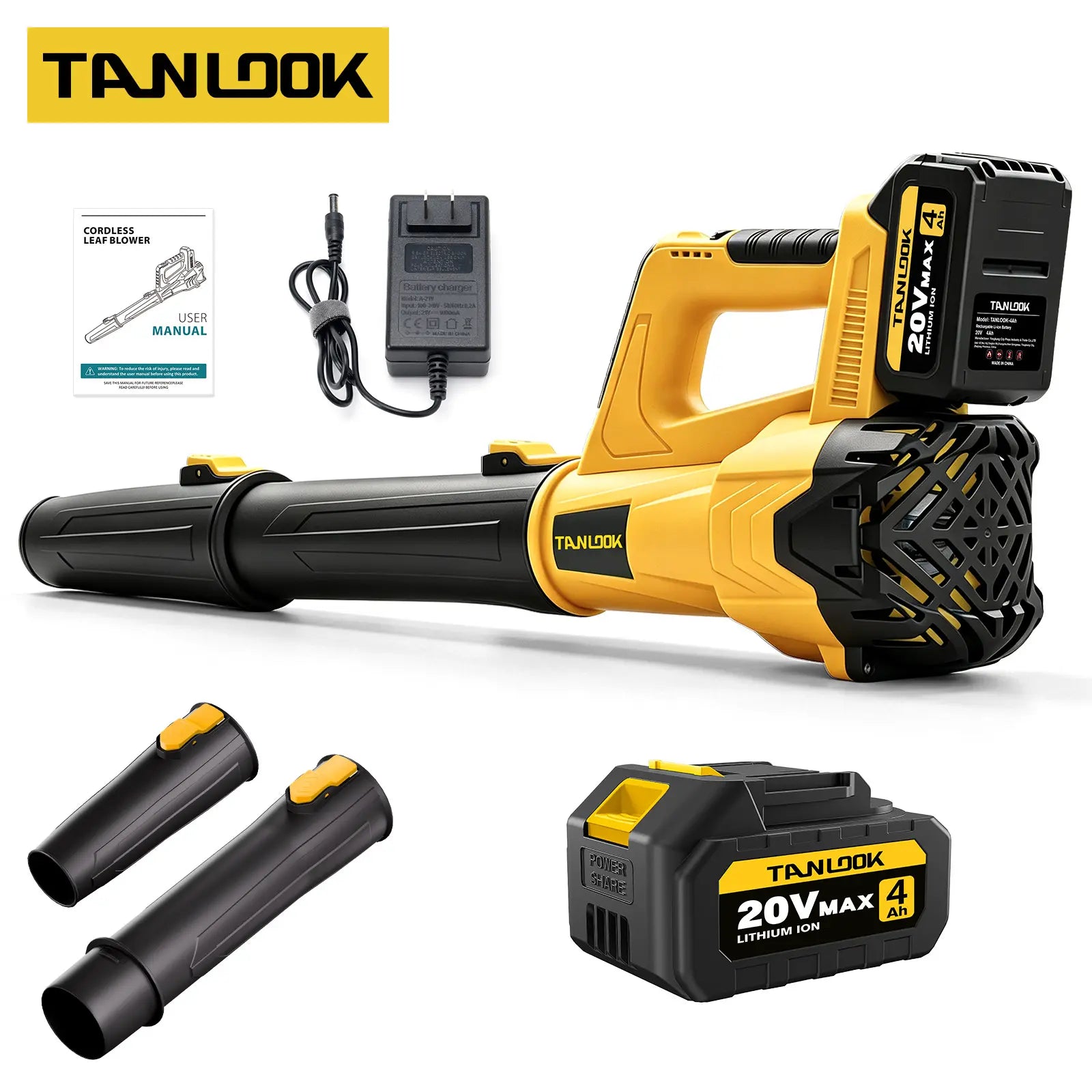Tanlook High-Power Handheld Cordless Leaf-Snow Blower, 4Ah Batteries Included, Cordless Dust Blower for Outdoor Cleaning & Garden Care, Ideal Autumn Winter Tool, Handheld Leaf Blower, Lightweight Leaf Blowers