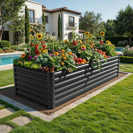 YITAHOME 1/2 Pcs Raised Garden Bed Kit, with Gloves & Tension Bar, Outdoor Patio Planter Box for Plants Vegetables Flowers