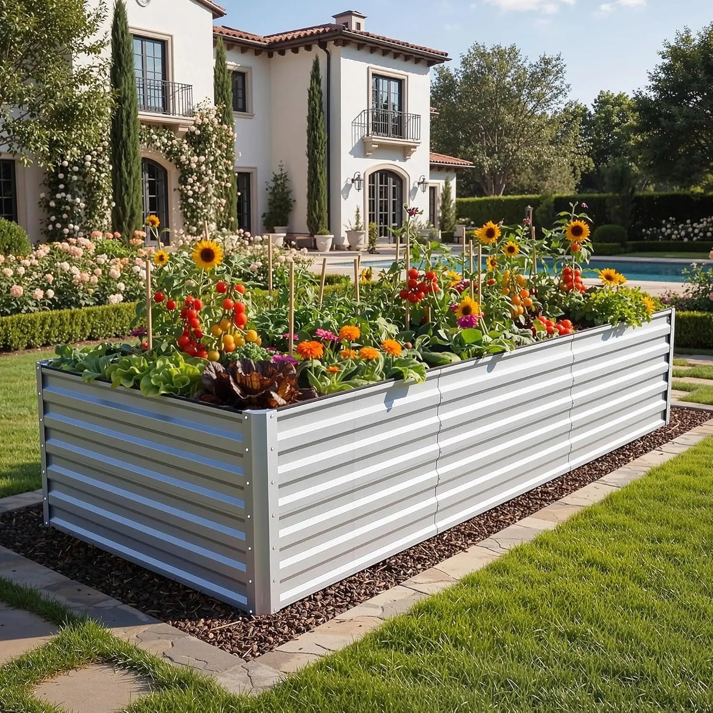 YITAHOME 1/2 Pcs Raised Garden Bed Kit, with Gloves & Tension Bar, Outdoor Patio Planter Box for Plants Vegetables Flowers