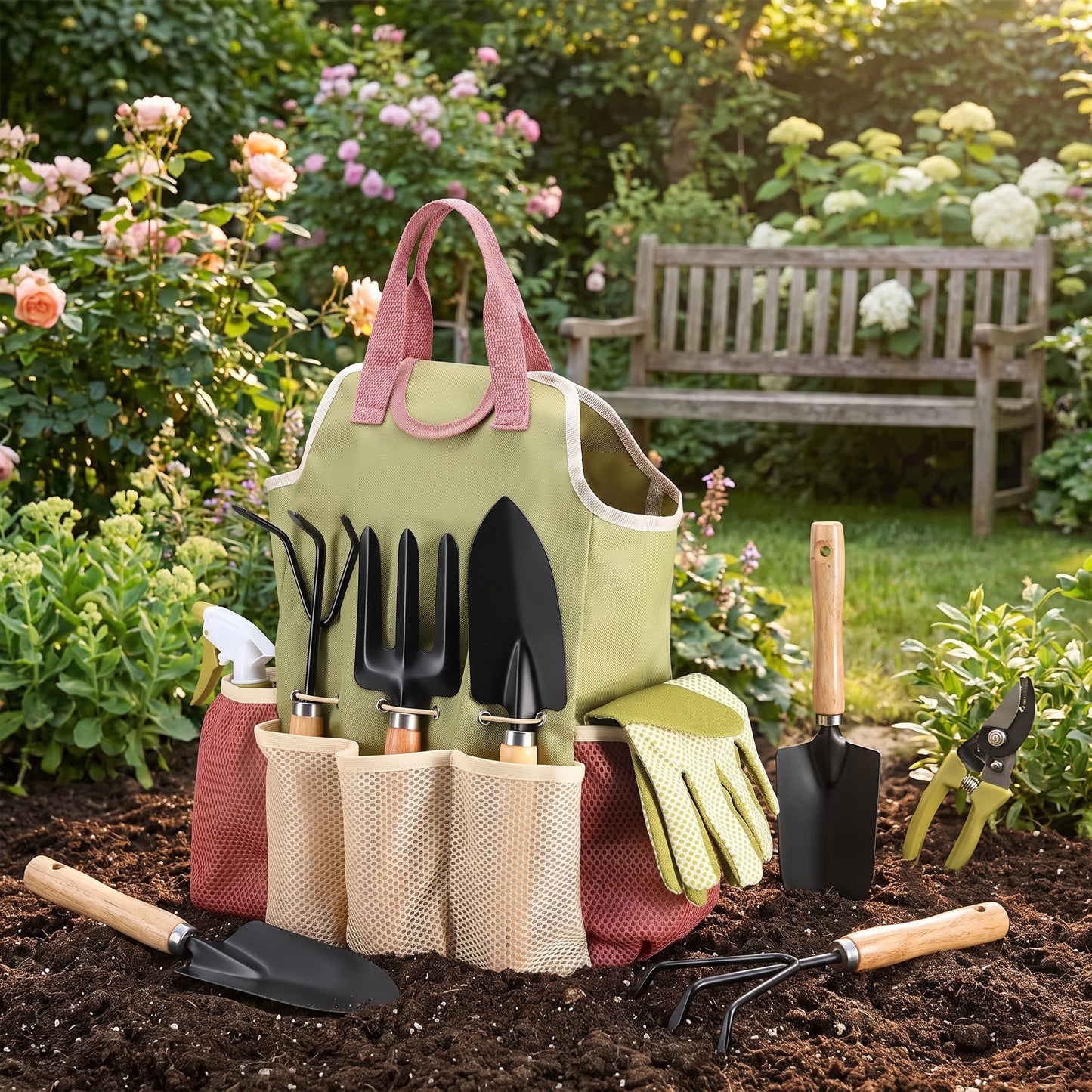 Ultimate 10-Piece Gardening Tools Set with Stylish Handbag